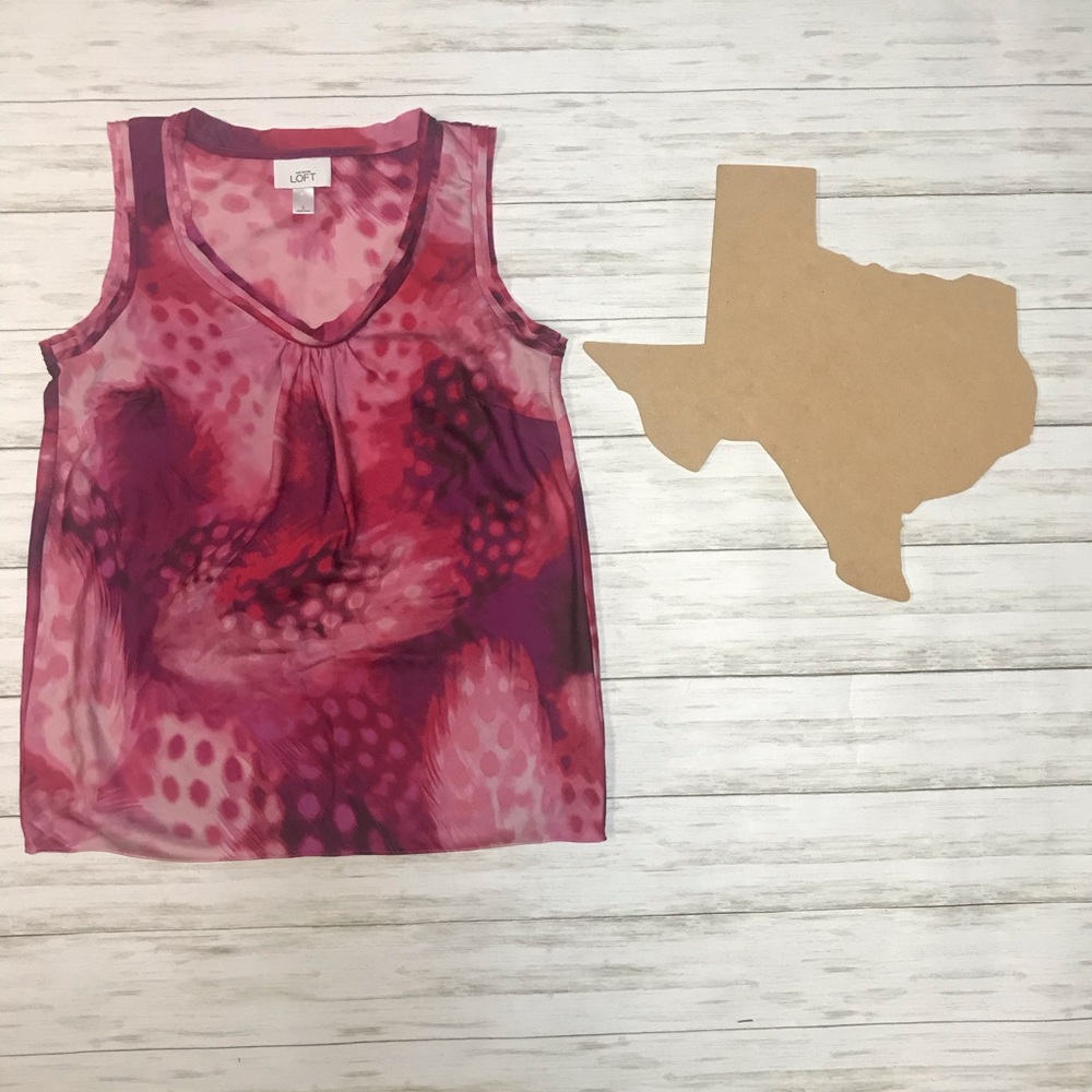 Loft pink / red sleeveless top Sz small